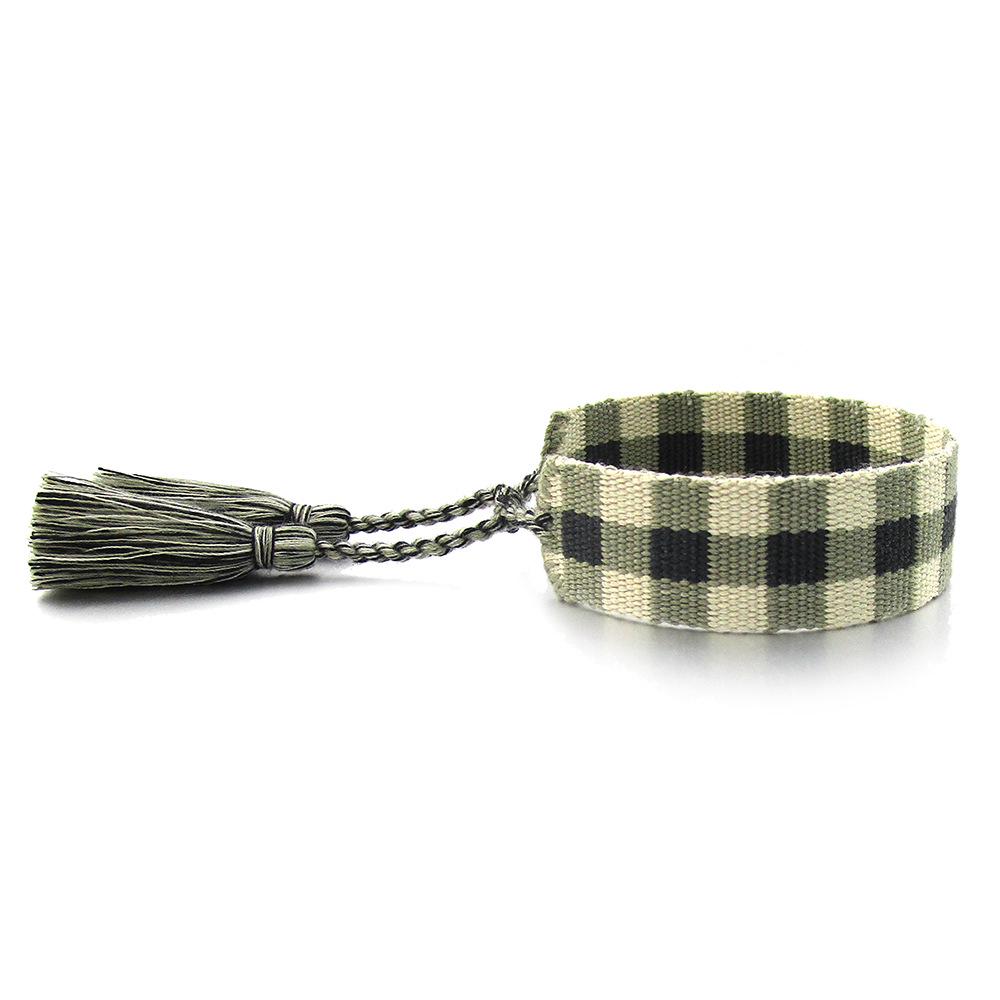 European-American Nail Style Double-Sided Woven Bracelet with Tassel, 1.3cm Handmade Wristband for Couples