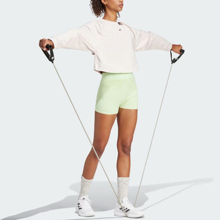 Adidas Solid Color Logo Graphic Loose Breathable Short Sleeve Round Neck Long Sleeve Raglan T-Shirt Women Tops Light-Gray IT9199