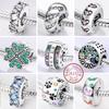 925 Silver Clip Charms with CZ Pave Round Beads Safety Chain Charm for Jewelry Making Fit Original Bracelet