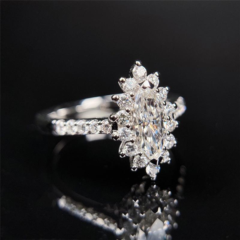 New Dainty Wedding Bands Female Finger Ring with Marquise Cubic Zirconia Gorgeous Low-key Women's Ring Party Trendy Jewelry