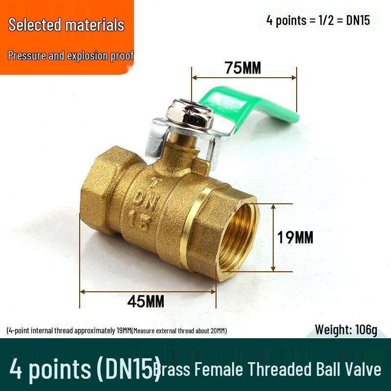 Check Valve: All-Copper Pneumatic Ball Valve – Thickened Tap Water Pipe Switch, Available in 4, 6, and 2-Point Mini Sizes