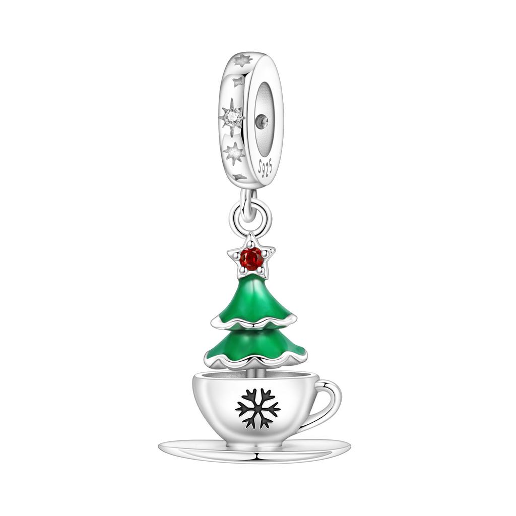 Sparkling Copper Rotating Snowflake & Crystal Snowball Fit Original Bracelet Women Necklace Diy Fine Jewelry