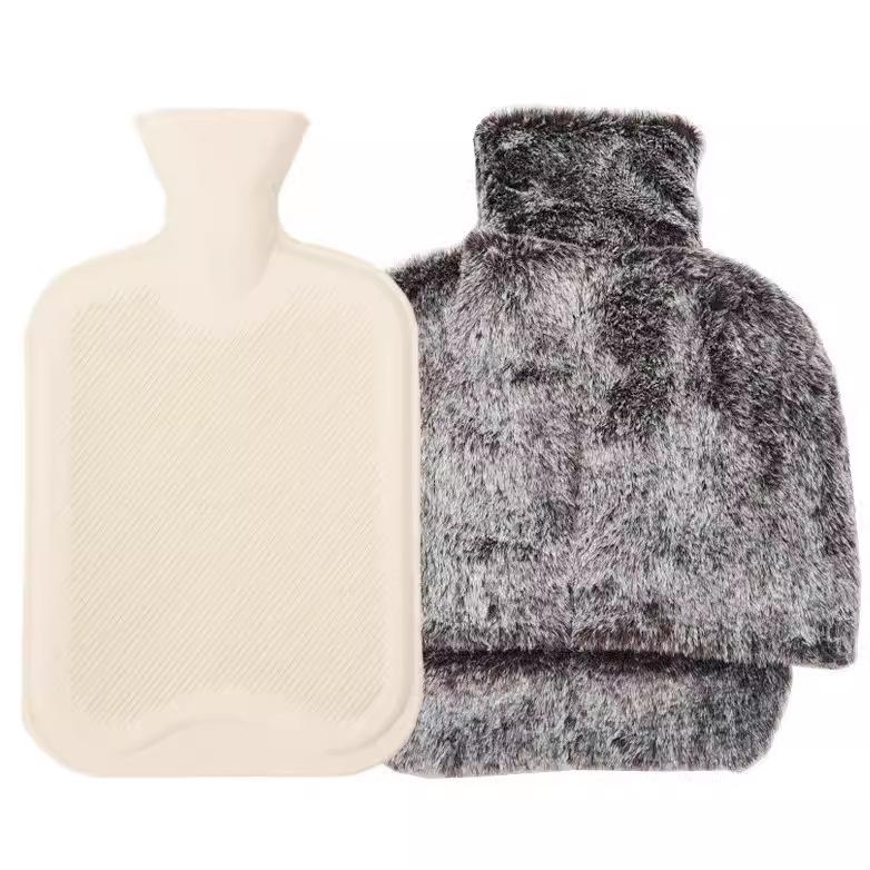 Plush foot warmer, hot water bottle, rubber liner, detachable