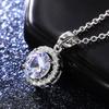 Silver Plated Round CZ Halo Pendant Necklace, Elegant Sparkling Solitaire Cable Chain Necklace for Women
