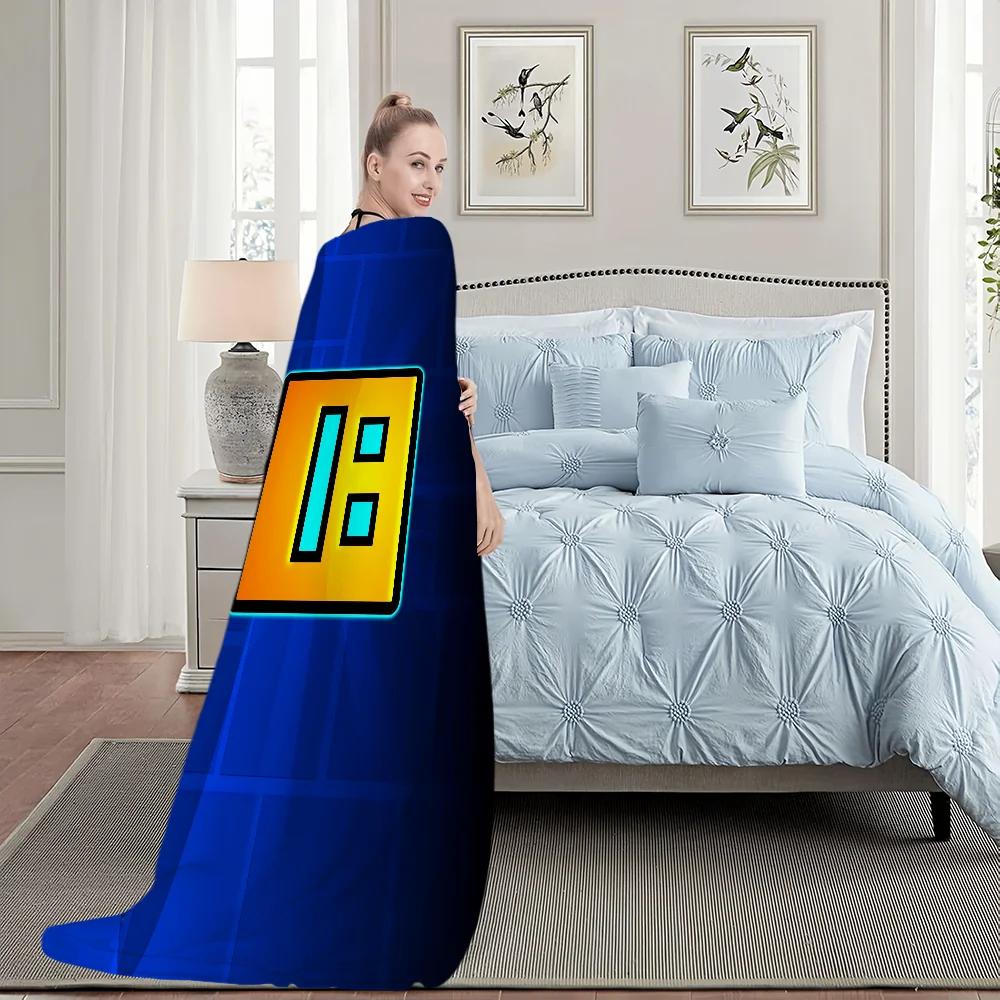 Game Interesting Geometry Dash Lite Blanket Blanket for Couch Sofa Travel Home Hiking Picni Bed Beding Flannel Blanket gift