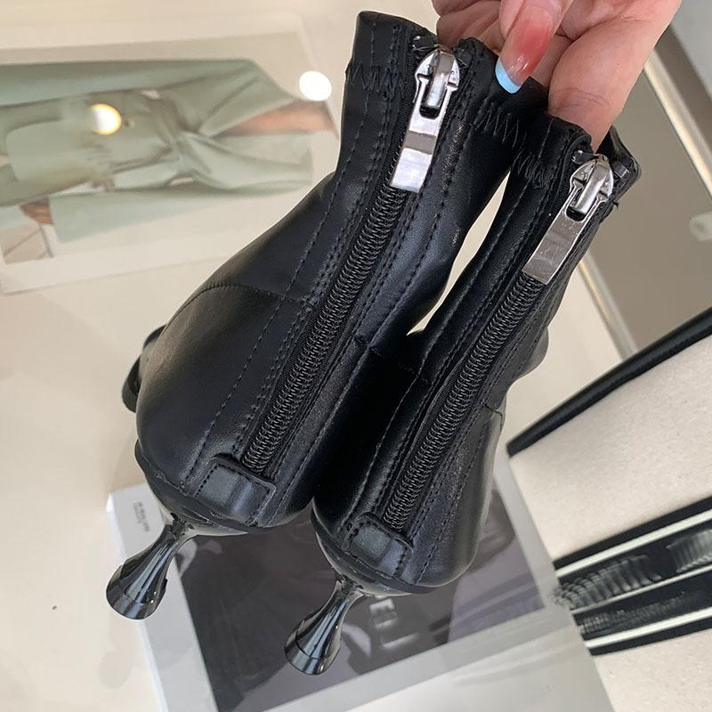 Fashion Open Toe Footwear Thin Heels Modern Women Ankle Booties Shoes Fashion Zippers Female Heeled Sandals Boots Shoes For Ladies Black