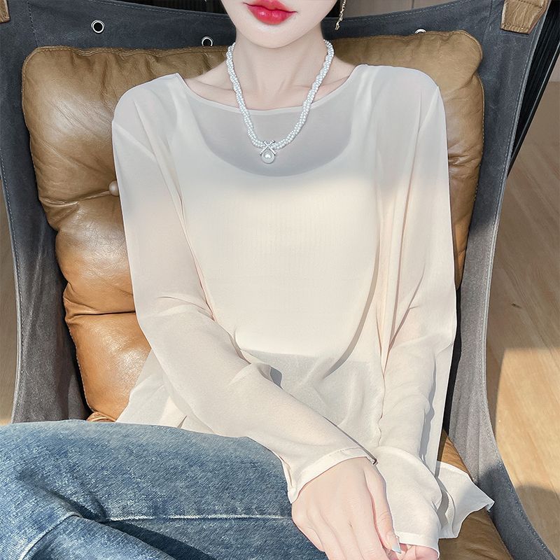 

Однотонные Весенне-Осенние Футболки с Круглым Вырезом, Модные Новые Удобные Топы, Женская Одежда, Удобные Приталенные Элегантные Прямые Футболки XL абрикосовый