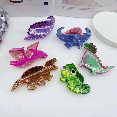 1/2pcs New Colorful and Stylish Fun High Appearance Instagram Style Niche Acetate Dinosaur Hair Clip Hair Clip