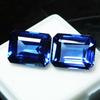 Natural Blue Tanzanite Loose Gemstone 16.00 Ct Emerald Shape Pair Cerified for Jewelry Designs