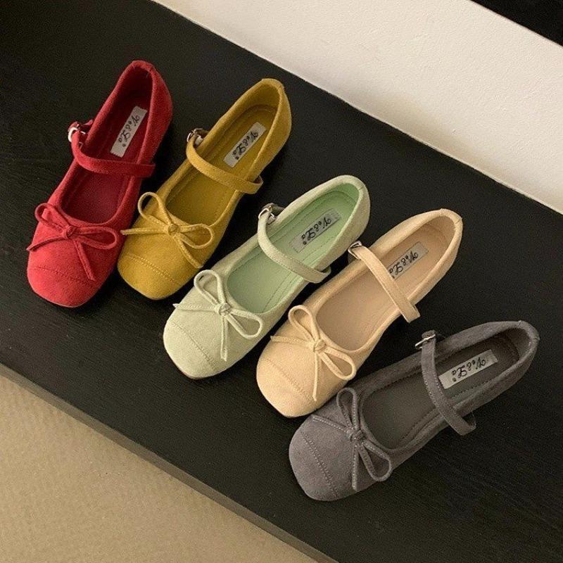 Gentle Bow Mary Jane Shoes Women's Spring New Inner Height Increase Ballet Shoes with Skirt Single Shoes