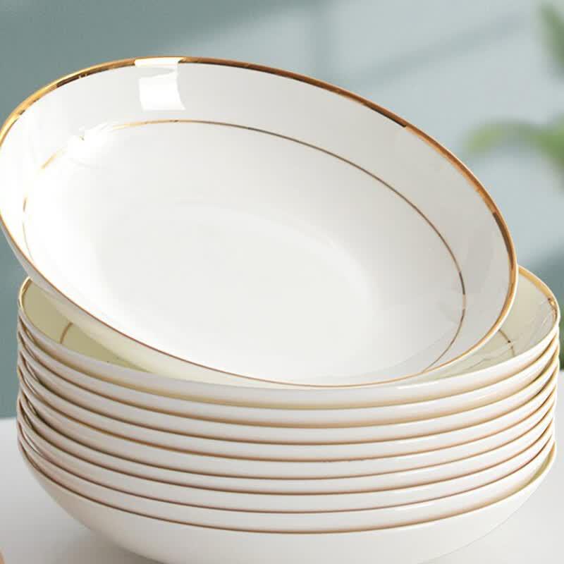 Bone China 5-inch Gold Rim Deep Dish Plates (Set of 4)