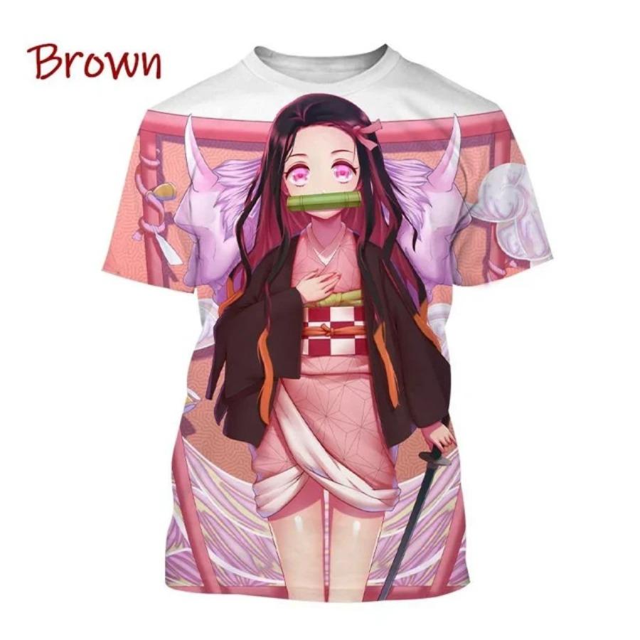 Summer 3D Personality Anime Print T Shirt Fashion Men and Women Demon Slaye Short-sleeved Hip-hop Harajuku T-shirt