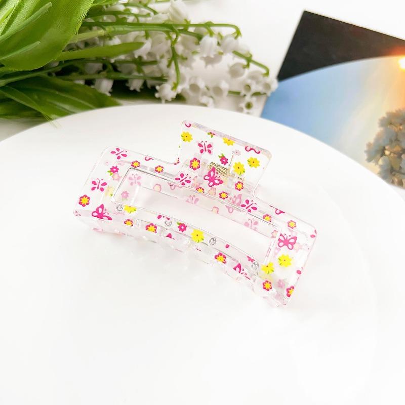Sweet Fruit Heart-shaped Printed Grab Clip Shark Clip Simple and Fresh Semi-tied Hair Clip and Hair Accessory