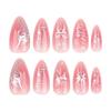24 Pieces 3D Bow Pearl Wearing Nail Piece Blush Fake Nail Star Butterfly Wearing Nail Piece
