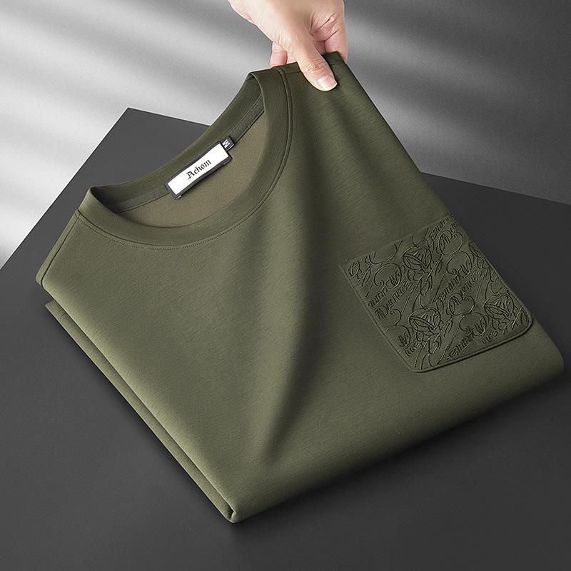 

Summer Luxury Ice Silk Modal Cotton Men s Loose Wide Neck Tee M