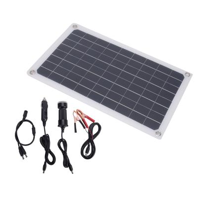 Ładowarka Panel Solarny 20W Krzem Monokrystaliczny Wyjście USB Podwójne DC do Ładowania Akumulatora 12V