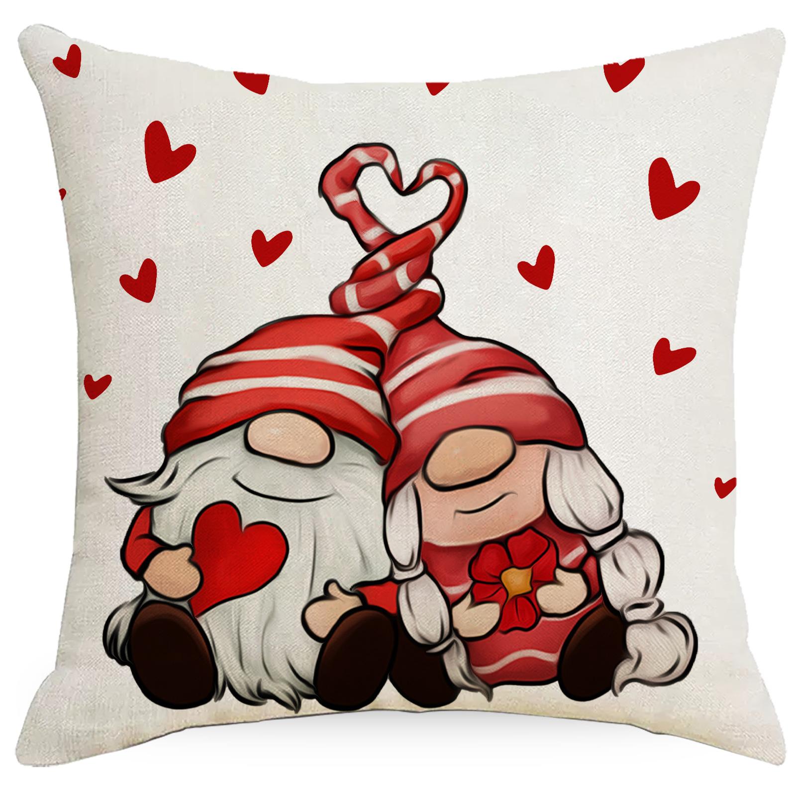 

Новая льняная наволочка на День святого Валентина с принтом красного сердца, домашняя наволочка, подушка для спальни, гостиной 45 * 45Cm without pillow core