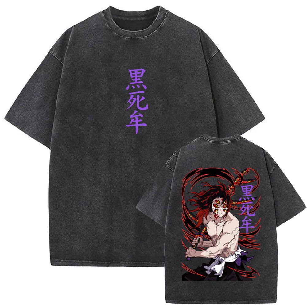 Prané Vintage Anime Demon Slayer Akaza Merch 2025 Tričko Pánské Dámské Oblečení Kreslená Móda Oversized Krátký Rukáv Trička