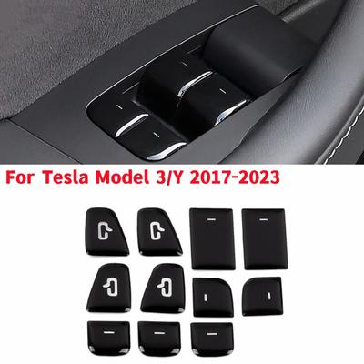 11 Stück Auto Fensterheber Knopf Panel Patch Schalterknopf Aufkleber Schutzfolie Innenraumzubehör Für Tesla Model 3/Y