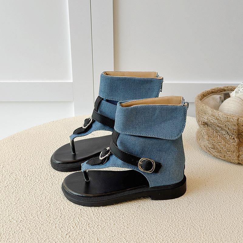 

Girl Summer Roman SandalsNew Korean RetroGirl Princess SoftShoeFashion Girls Anti slip Campus Student Leisure Travel Sandals 30 небо синє кольору