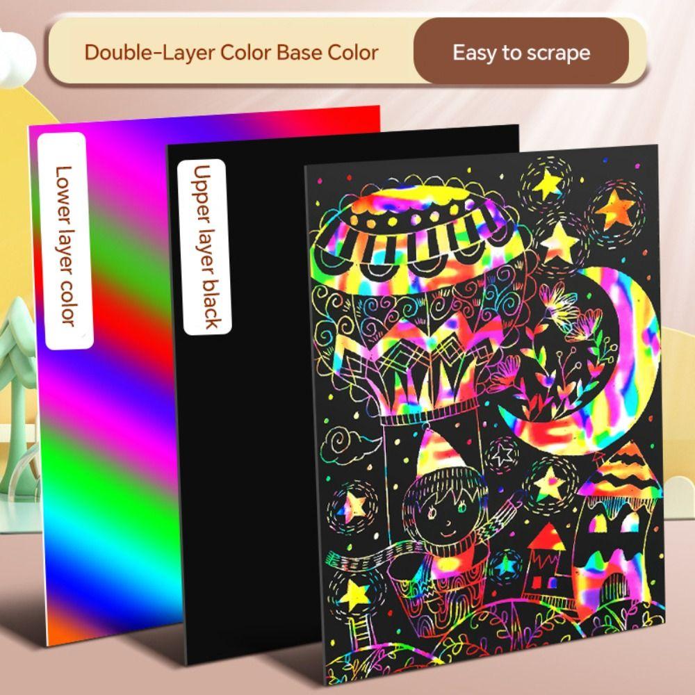 

10PCS 4K/8K/16K/32K Scratch Paper DIY Night Scene Art Drawing Paper Scratch Paining Toys Діти A4