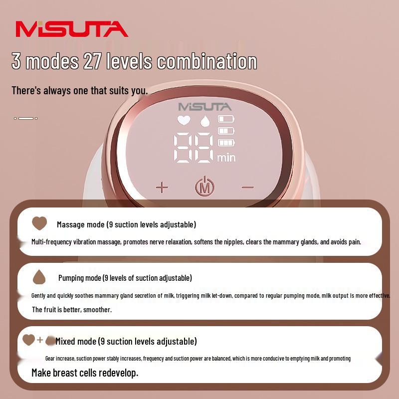 Misuta Wearable Electric Breast Pump with Strong Suction & Hands-Free, Invisible Design.