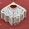 Decorative Vintage Pearl Tassel Shawl Lace Trim with Pearl Tassel False Collar Handmade Detachable Collar Bridal