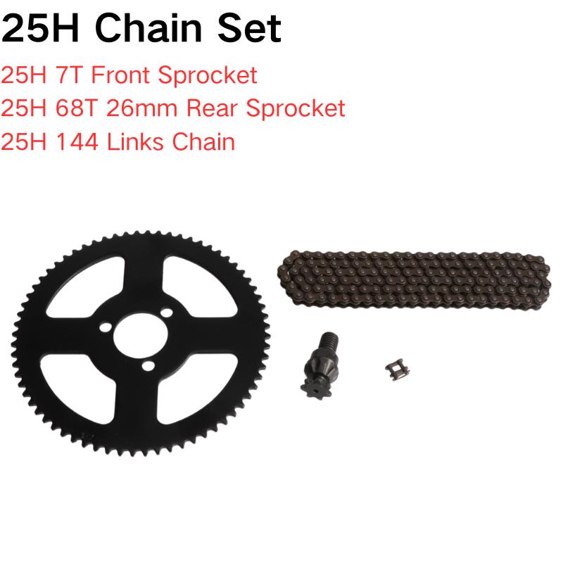 25H 7T Front Sprocket 68T 29mm Rear Sprocket 136/144 Link Chain for 2 Stroke 47cc 49cc Engine Pocket Bike Mini ATV Quad Scooter