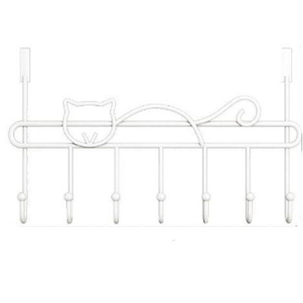 Metal Over Door Hanger 7 Hook Punch-free Heart-Shaped Hooks Anti-Rust Creative Clothes Hanger Towels Clothing Hats