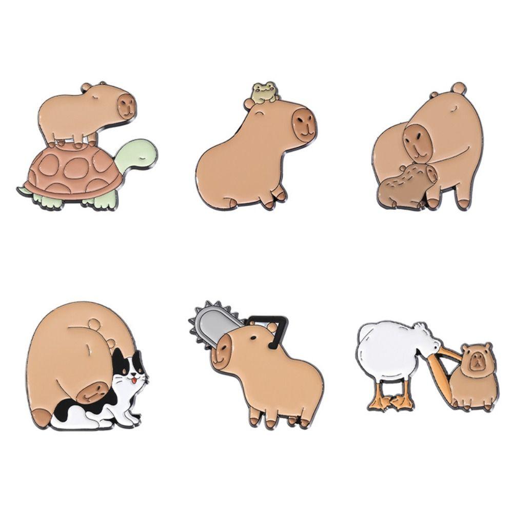 Cat Cartoon Enamel Pins Cute Animals Pins Jewelry Capybara Brooch  Student