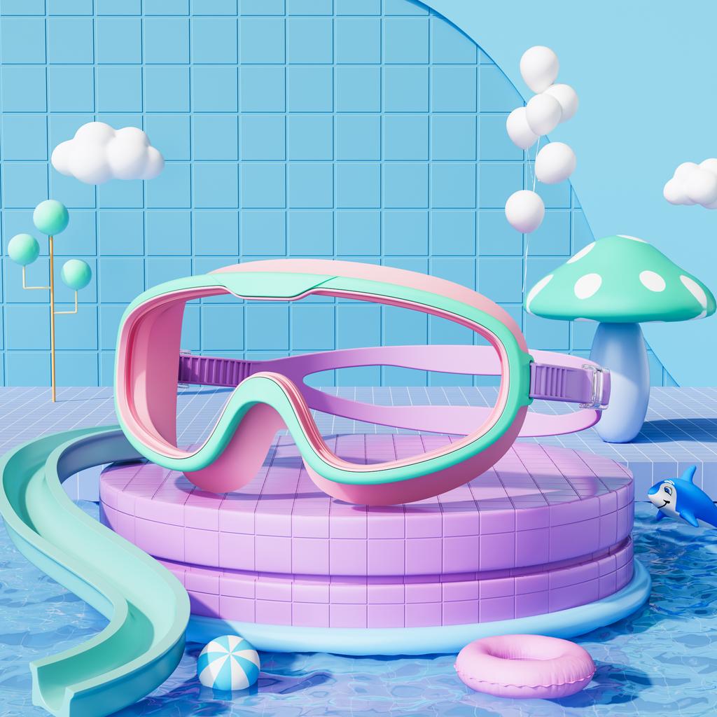 Die neue Schwimmbrille für Kinder mit großem Rahmen ist wasserdicht, beschlagfrei, UV-beständig und wasserdicht mit hochauflösender Transparenz