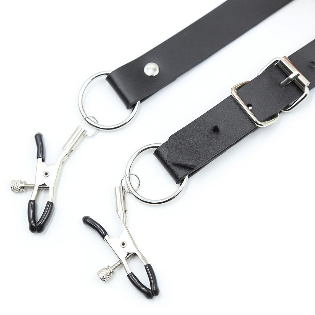 VaHppy Binding Thighs Labia Clamps Breast Clamps With Belt 2PCS PU Sex Toys for Couples SM  Game Props Adult Products
