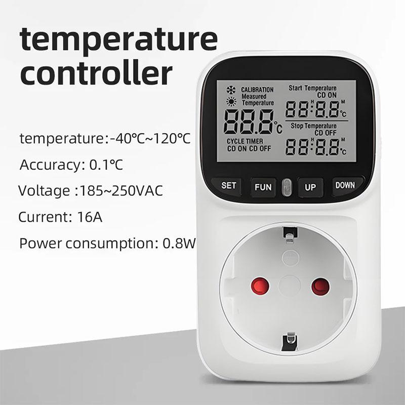 Digital Temperature Controller Socket Thermostat EU Plug 220V With Timer Switch Heating Cooling For Refrigerator Aquaculture