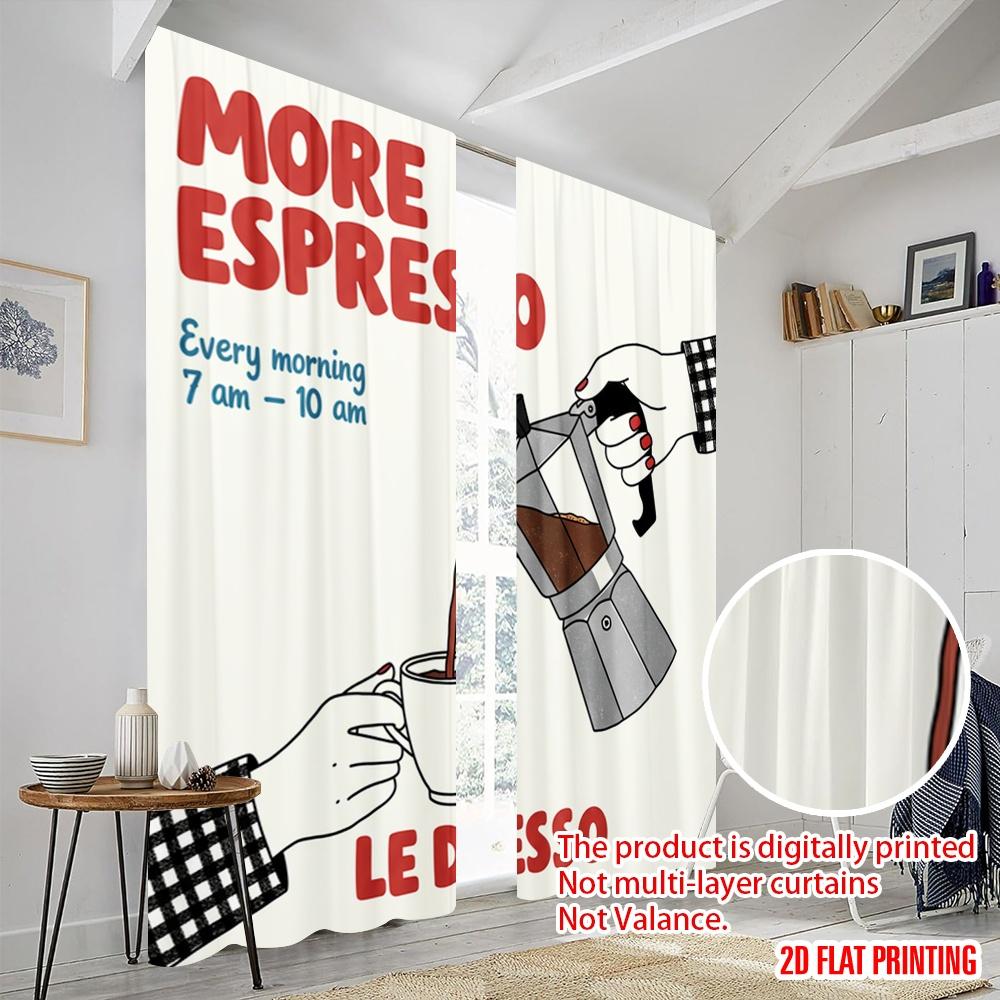 2 Stück 2D Flachdruck Vorhänge Morning Espresso Stoff Ohne Strom Saisonal Party- & Feiertagsdeko Perfekt für Eingangsbereich