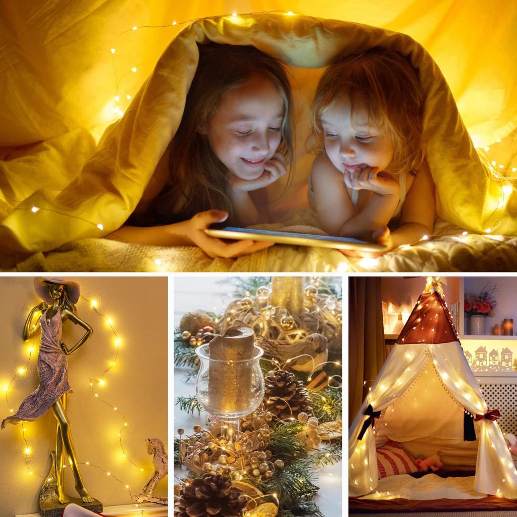 5 Pack Fairy Lights Battery Operated, 7 Feet 20 Led String Lights with Timer, Waterproof Firefly Lights On Silver Wire for Home Party Wedding