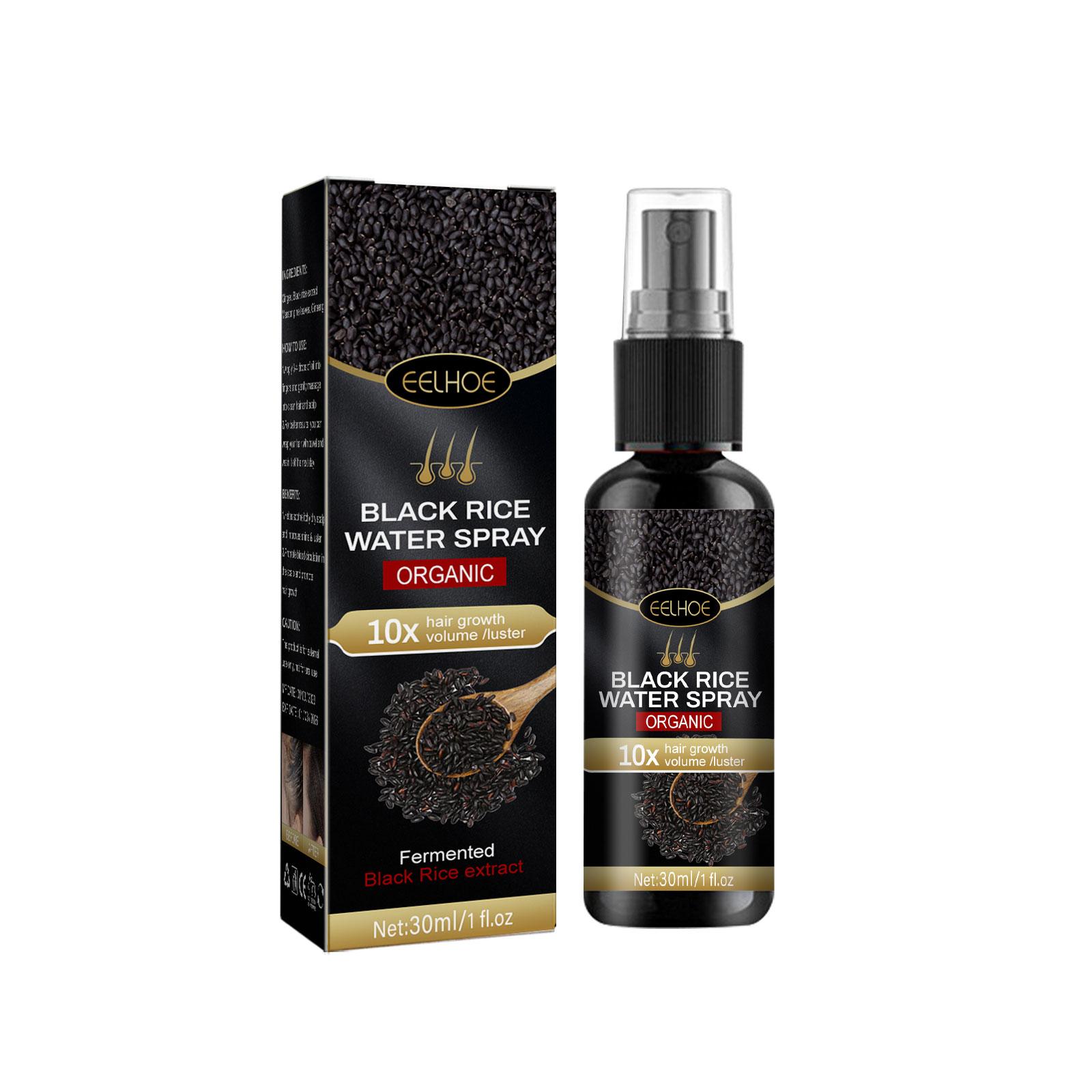

EELHOE Спрей для волос с черным рисом Укрепление и густота волос Увлажнение и восстановление корней волос Разглаживающий спрей для роста волос
