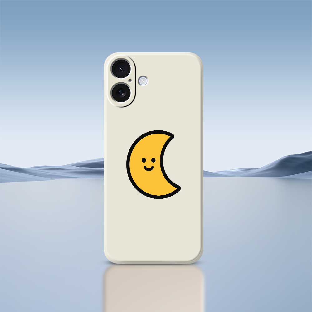 For iPhone 17 Case Yellow Moon Pattern Printing Straight Edge TPU Phone Back Cover