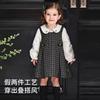 David Bella Children's Dress Autumn Dress Girls' Checkered Dress Baby Stylish Fake Two Skirts