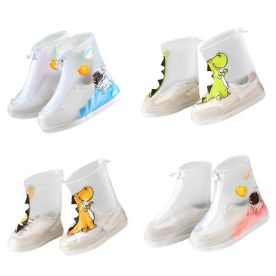 Kids Antislip Waterproof PVC Shoe Covers with Cartoon Design for Children Outdoor Play Easy To Clean Rain Boot Covers