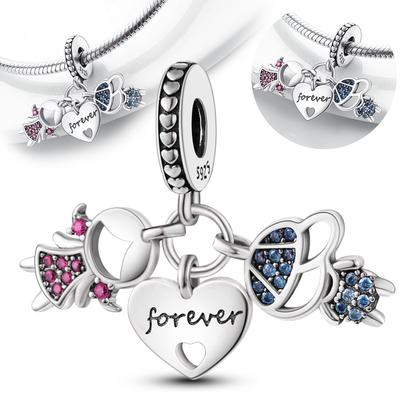 Girl And Boy Couple Pendants Copper Original Beads Fit Original Charms Bracelet Beads Jewelry Gifts For Women
