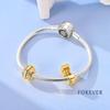 925 Silver Clip Gold Color Charms Fit Original Bracelet DIY Bead CZ Zircon Dangle Pendant Jewelry Gift for Women