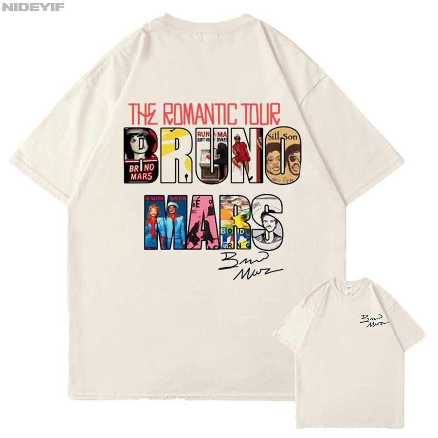 Bruno Mars The RoUnisextic Tour 2026 Album Cover T shirt for Unisex Women Hiphop Streetwear Oversized Tops 100 Cotton TShirt 03236