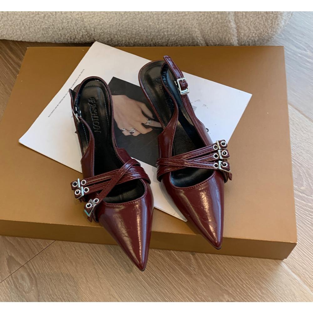 Women Pointed Toe Mid Heel Party Shoes Sandals Designer Summer Pumps Slingback Casual Dress Slippers