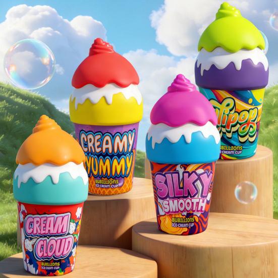 Bubble Bottle Toys Mini Ice Cream Shape Portable Bubble Bottle Non-Spill Inverted Design Machine Blower Maker for Kids Outdoor Play Picnic Fun Party