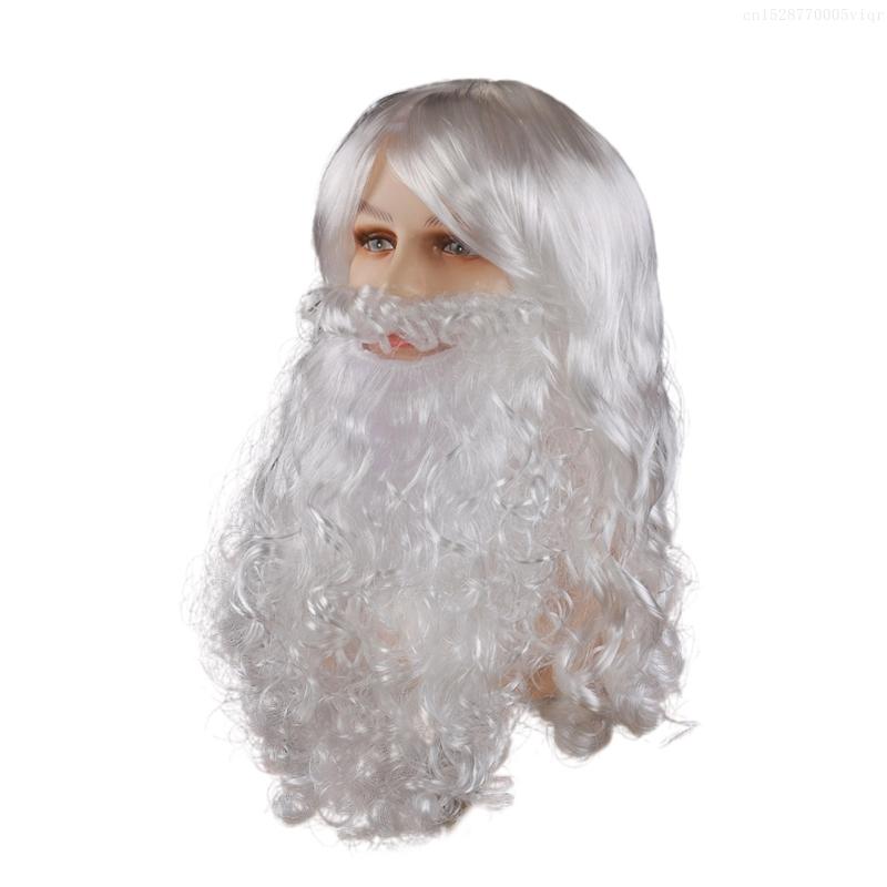 Santa Hat Santa Beard Christmas Party Costume Accessory for Men Women Christmas F0S4