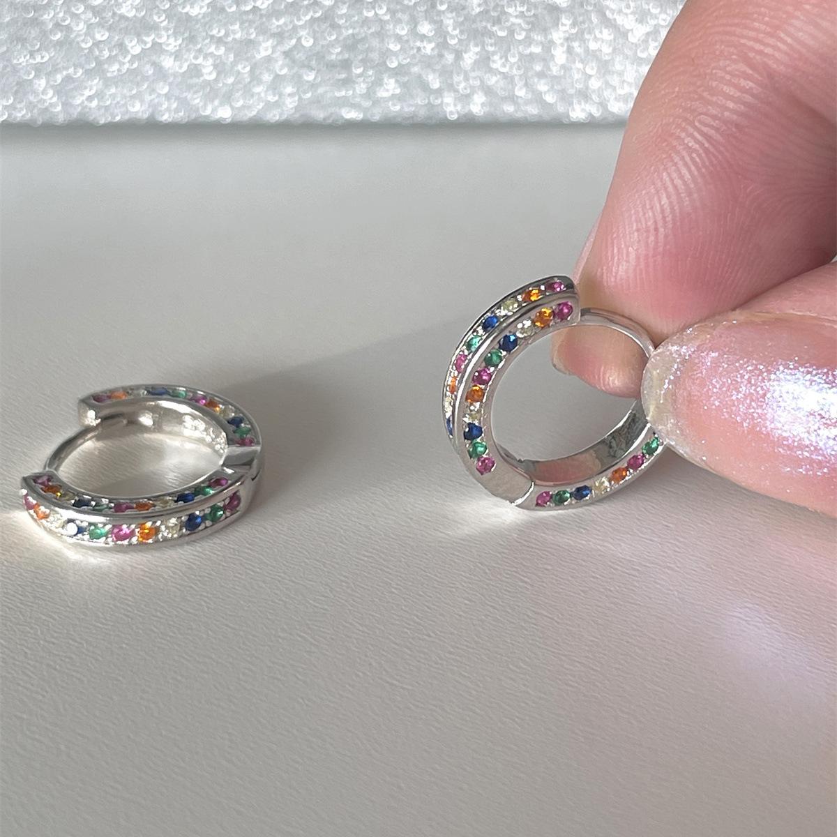 

Серьги с цветным цирконием, женские, нишевая мода, легкая роскошь, высокое чувство, серебряные иглы 925 пробы, темперамент, застежка для ушей, новые 925 silver needles