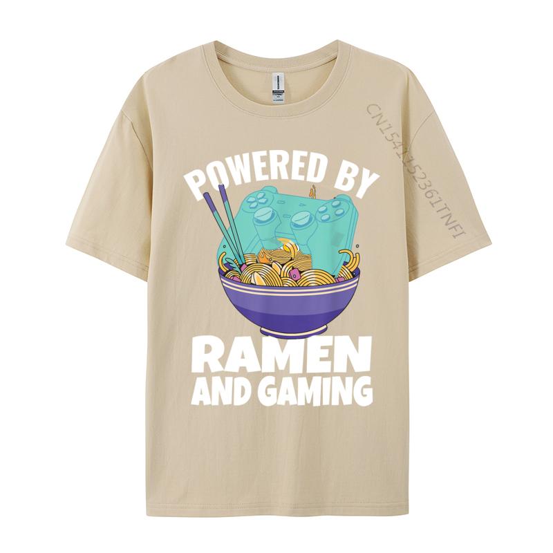 Powered By Ramen And Gaming Gamer Family Cotton Men's Top T-shirts Design Tops Tees Designer Tops Shirt Drop Shipping