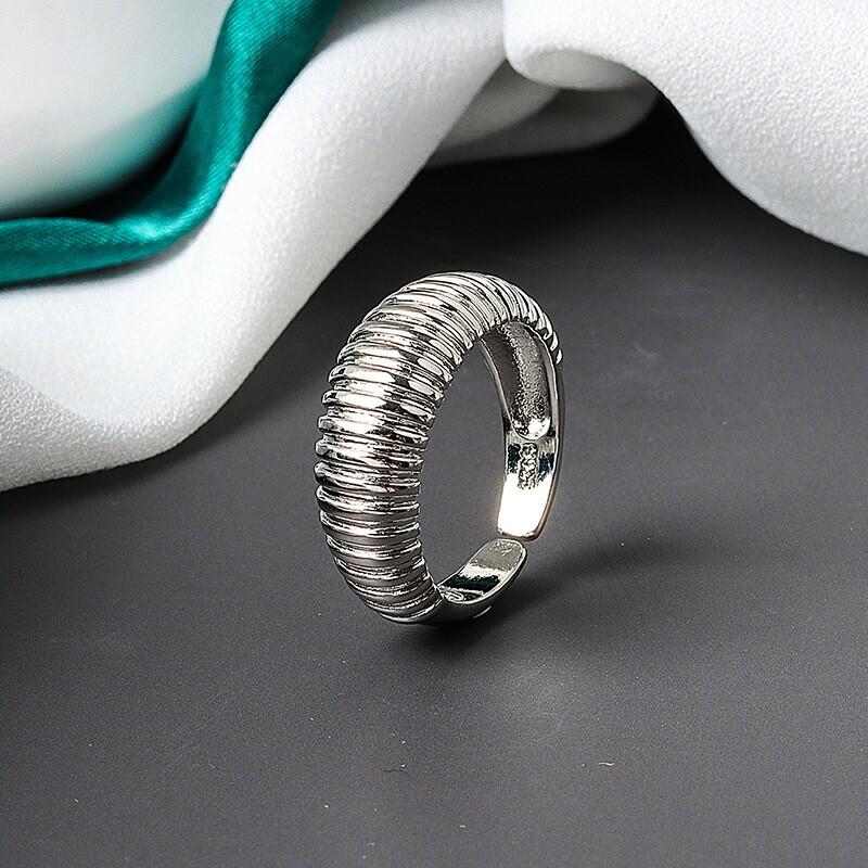 Real 925 Sterling Silver Rings For Women Vintage Strips Gold Color Engagement Rings Silver 925 Jewelry Anillos Mujer