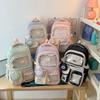 Schoolbag Japanese and Korean style cute girl heart high value transparent contrasting color large capacity junior high school students backpack 