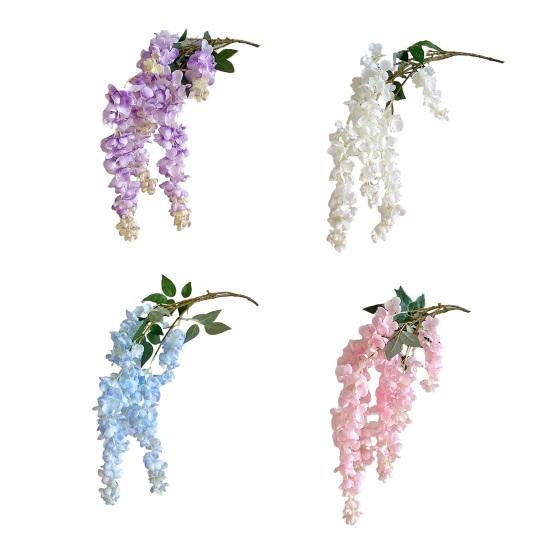 Künstliche Glyzinienblüte, künstliche Glyzinienranke mit langem Stiel für hohe Vasen, Heimdekoration, Partys, Hochzeiten, Blumenarrangements